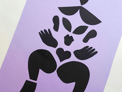 Sketching black dancer female girls handmade illustration paper papercut poster purple sketch woman