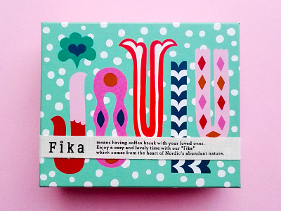 Fika Cookie Box christmas colorful flat color food illustration fun illustration leena kisonen lettering package design packaging typography