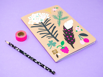 Forest notebook colorful cute feather forest gold foil nature notebook paper products stationery