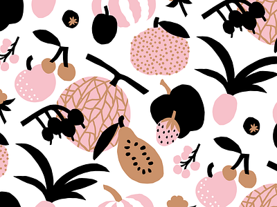 Harvest Pattern colorful flat color fruity illustration japan leena kisonen nature pastels pattern pattern design