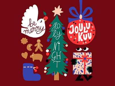 Be Merry 2020 calendar character christmas christmas tree colorful cookies cute flat flat color friendly harmony illustration leena kisonen red color seasonal seasons greetings vector vector artwork xmas