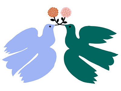 Together is better birds colorful cute flat color flat illustration flat style flowers flowers illustration flying happy illustration leena kisonen minimal illustration motif naive nature pastels scandinavian scandinavian style sweet