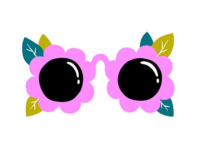 Flower sunnies sticker for Snapchat colorful digital sticker flat color flower illustration illustration leena kisonen nature scandinavian snapchat snapchat stickers sticker stickers sunglasses vector illustration