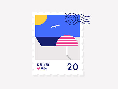 Happy Labor Day american flag beach bold branding design holiday illustration minimal postage stamp
