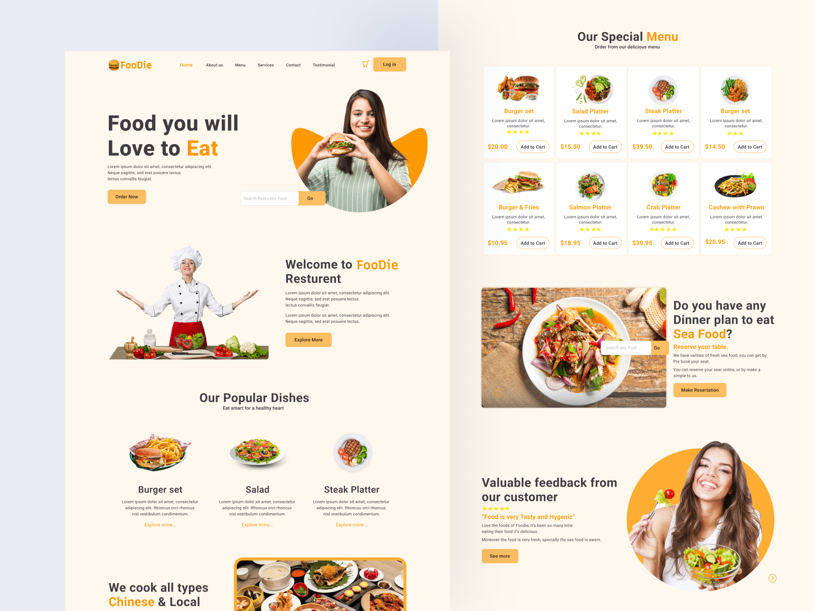 Restaurant Landing Page by MD. AL-AMIN on Dribbble