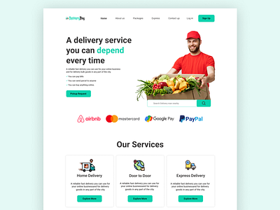 Delivery Service Landing Page branding delivery landing page design graphic design ui ui design ux ux design