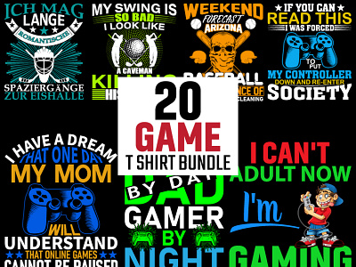 20 Game T-shirt design bundle