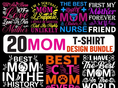 20 Mom T-shirt design bundle baby babyboy design family graphic design happy illustration instagood kids logo love mama mom momlife mommy mother mothering t shirt typography vector