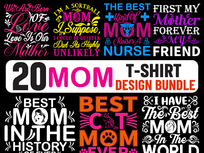 20 Mom T-shirt design bundle