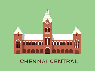 Chennai Central architecture branding building central chennai design designer graphic icon identity illustration logo mark minimal railway simple symbol