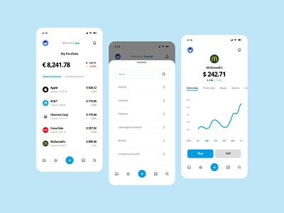Stock Market App adobe xd app clean crypto cryptocurrency currencies design figma finance investments mobile app stock market stock trading stocks trading trading platform ui uiux ux