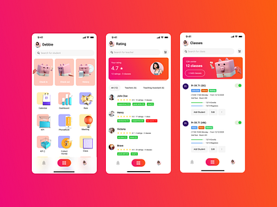 Education Manage App app class crm design education education app erp rating soft student teacher ui ux