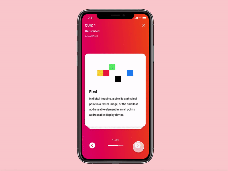 Gamification App - Game Design - Learn Graphic Design app card design design app education flash card game gamification gradient graphic learn study swipe tinder