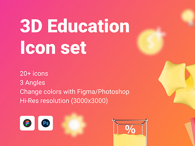 3D Education Icon Set app card class crm design design app education education app flash card game