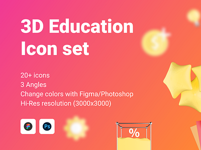 3D Education Icon Set