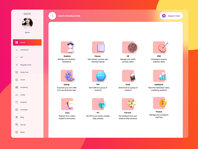 Eduto - CRM for Education 3d 3d art app card class crm design design app education erp