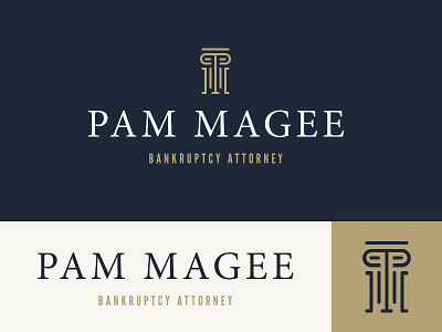 Pam Magee Law Firm attorney gold law law firm lawyer logo minion navy serif
