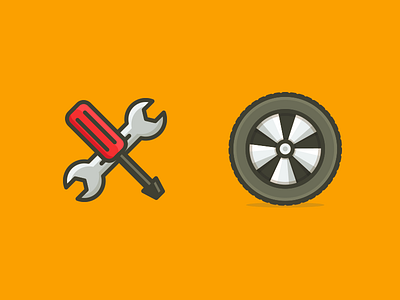Automotive Icons automotive cars icon iconography mono screwdriver trucks wheel wrench