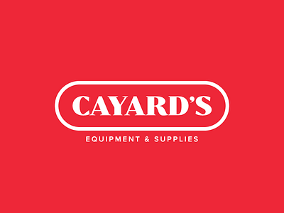 Cayard's Equipment badge construction emblem equipment logo red serif shield vintage