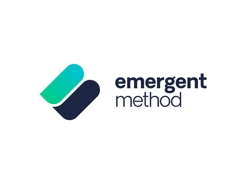 Emergent Method emblem branding typography clean corporate monogram abstract logo
