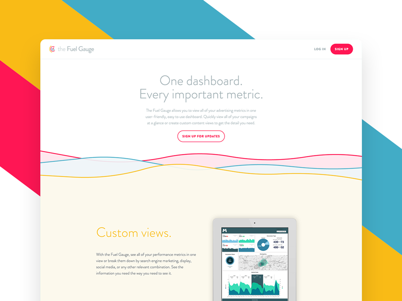 Fuel Gauge Landing ux illustration typography brandon web design website landing page