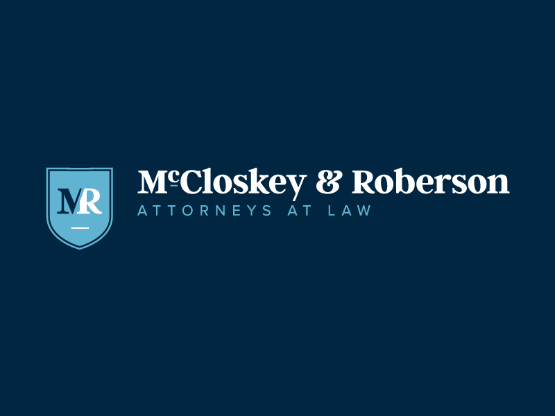 McCloskey & Roberson brand serif solicitor shield icon branding law law firm attorney legal logo
