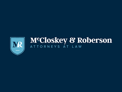 McCloskey & Roberson attorney brand branding icon law law firm legal logo serif shield solicitor