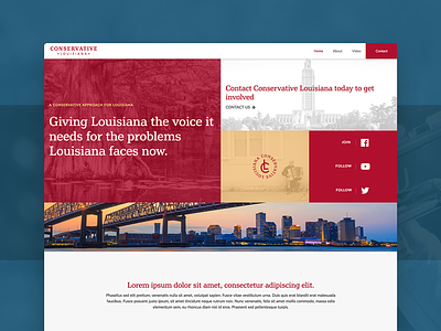 Conservative Louisiana Web grid political political website politics red web web design website