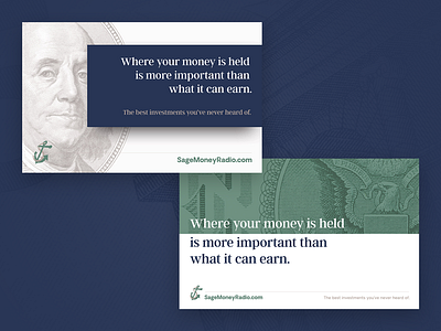 Financials ad banner blue business finance green money serif typography