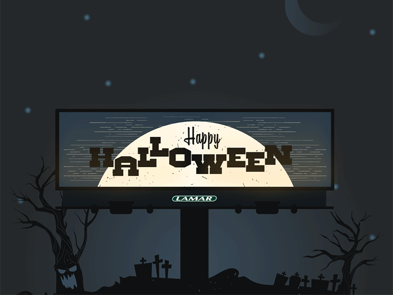 Spooktacular animation billboard bulletin gif halloween holiday ooh outdoor spooky witch