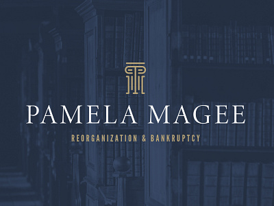 Pamela Magee, Attorney attorney brand branding classic gold law law firm law office lawyer lawyer logo logo navy traditional