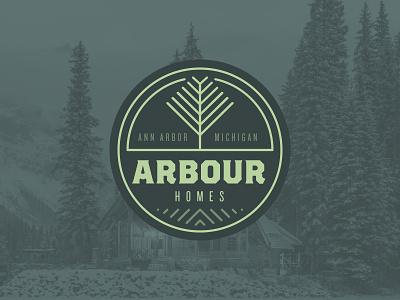 Arbour Homes brand branding construction green home builder home building logo monogram outdoors rugged rustic typography