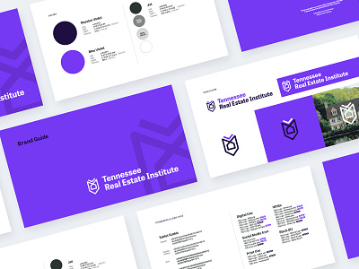 Tennessee Real Estate Institute Brand Guide brand brand guide brand guideline branding design education fonts guide guidelines logo modern print purple real estate realtor typo