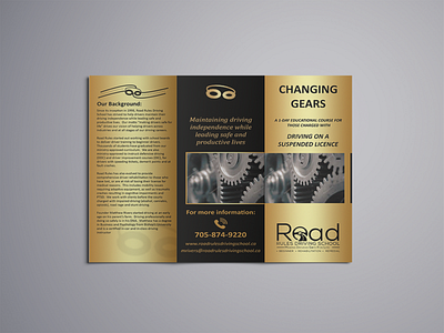 Driving School Professional Serious Elegant Tri-Fold Brochure brochure design gold graphic design tri fold