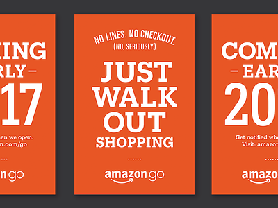 Amazon Go Just Walk Out Shopping amazon amazon go lockup posters typography
