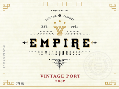 Empire Vineyards design emperor empire label package port vineyards vintage wine