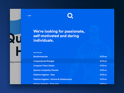 Q - Careers Drawer blue careers interaction jobs landing page ui web