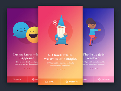 Service Onboarding app character gradient illustration intro onboarding ui welcome