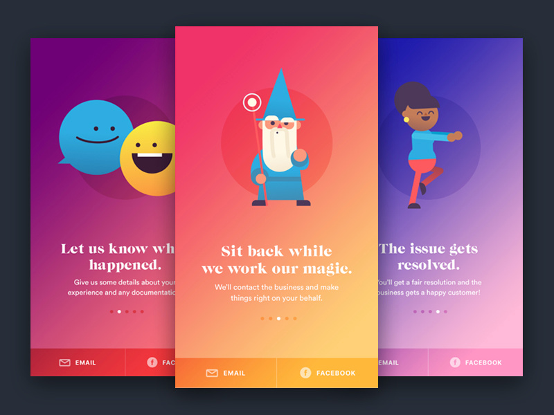 Service Onboarding gradient character welcome intro ui app illustration onboarding