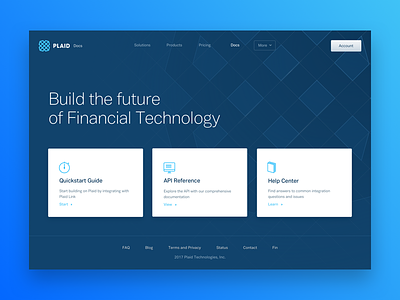 Plaid API Docs api design doc finance fintech hero layout plaid web design