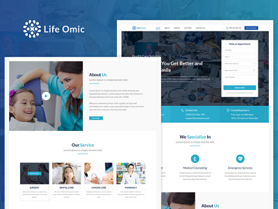 Life Omic appointment clinic doctor flat design health care hospital service ui website