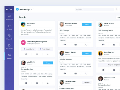 People List add people card client company crm dashboard data details flat list ui ux