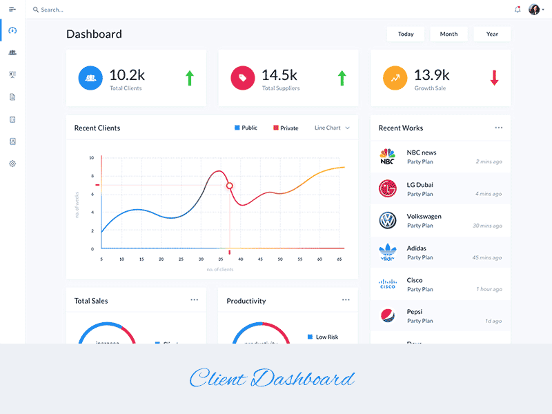 Client Dashboard analitycs clients company dashboad data details flat graph minimal service table ui ux