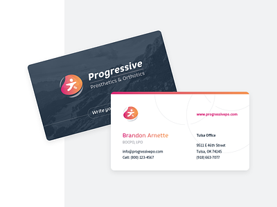 Progressive P&O Business Cards branding business cards energy gradient orthotics print prosthetics
