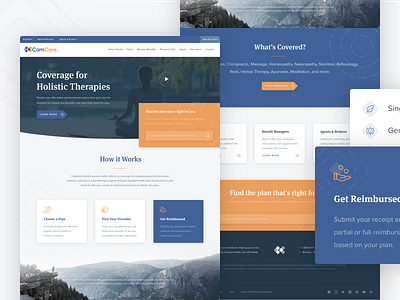 Camcare Homepage alternative coverage holistic home insurance interface medicine reimbursement ui ux website yoga