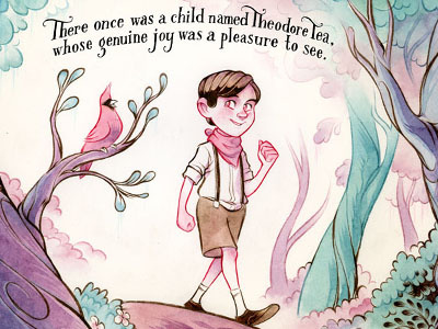 Theodore Tea illustration ink lettering picture book watercolor