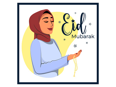 Eid Mubarak. Muslim cartoon character 2022