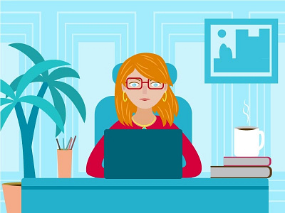 The Girl At The Computer by Olha Babych on Dribbble