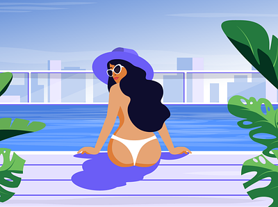 Swimming pool design girl graphic design illustration illustrator vector