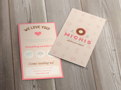Michis - Business Card Design brand donut food brand ice cream logo pastry shop branding pastry shop logo shop vintage